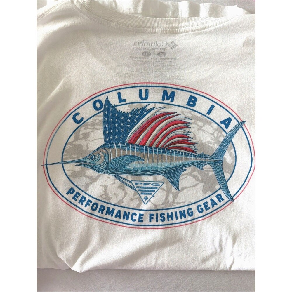 Columbia PFG Patriotic Sailfish T-Shirt Men's 3X 100% Cotton Stretch Tee Marlin